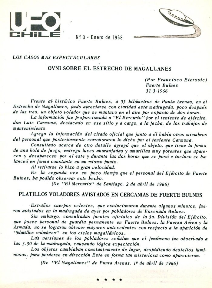 UFO Chile N° 3, page 1, janvier 1968