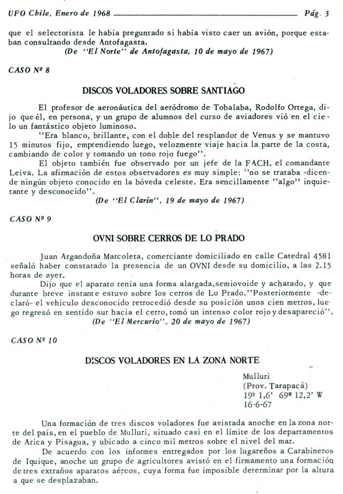 UFO Chile N° 3, page 3, janvier 1968