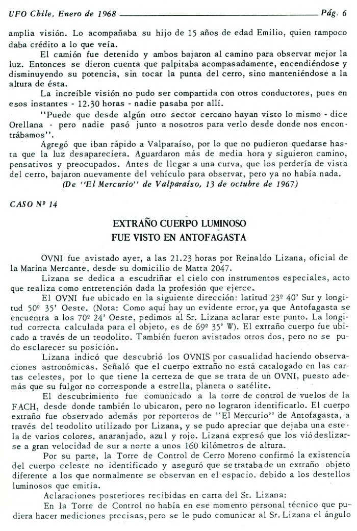 UFO Chile N° 3, page 6, janvier 1968