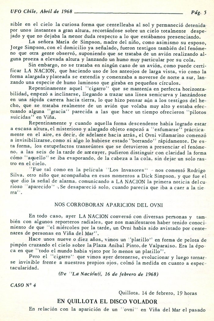 UFO Chile N° 4, page 5, avril 1968
